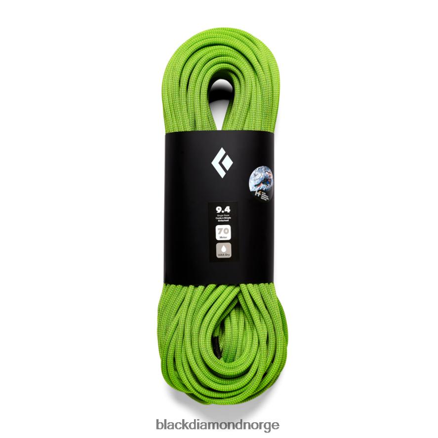 unisex Black Diamond Equipment 9.4 tørt klatretau - honnold utgave grønn gul klatring 4F00X667